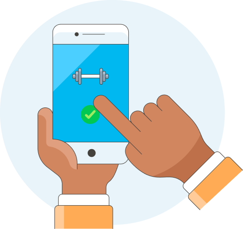 User interacting with phone app
